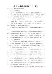 会计专业技术总结（十二篇）