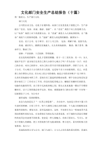 文化部门安全生产总结报告（十篇）