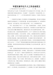 年团支部书记个人工作总结范文