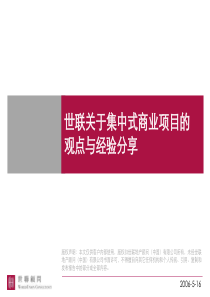 世联-关于集中式商业项目的观点与经验分享
