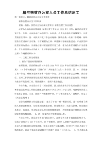 精准扶贫办公室人员工作总结范文