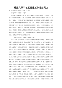 村党支部半年度党建工作总结范文