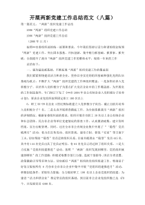 开展两新党建工作总结范文（八篇）