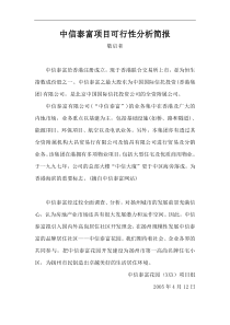 中信泰富项目可行性分析简报(1)