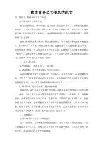 物流业务员工作总结范文