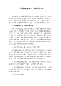 小学体育教研组工作计划2020