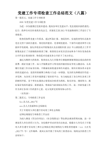 党建工作专项检查工作总结范文（八篇）