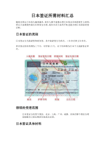 日本签证所需材料汇总