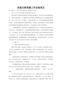 安监支部党建工作总结范文