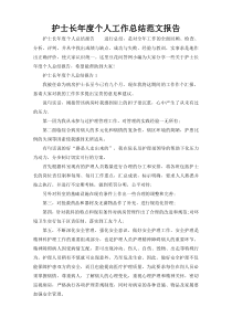 护士长年度个人工作总结范文报告
