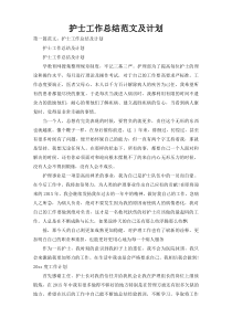 护士工作总结范文及计划