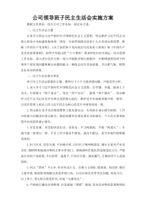 公司领导班子民主生活会实施方案