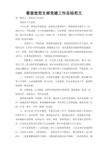 督查室党支部党建工作总结范文