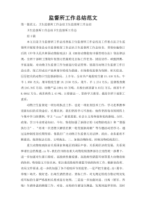 监督所工作总结范文