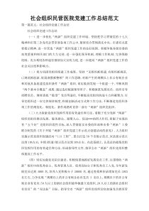 社会组织民营医院党建工作总结范文