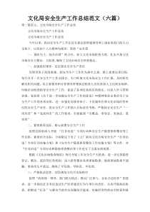 文化局安全生产工作总结范文（六篇）