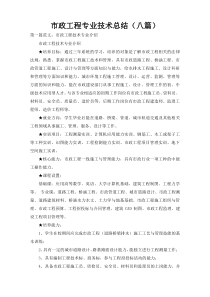 市政工程专业技术总结（八篇）