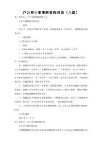 办公室小车车辆管理总结（八篇）