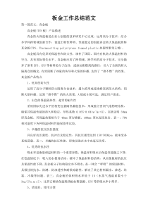 板金工作总结范文