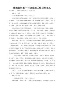 选派驻村第一书记党建工作总结范文