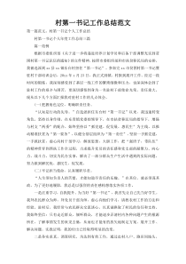 村第一书记工作总结范文