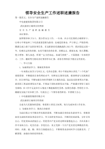 领导安全生产工作述职述廉报告