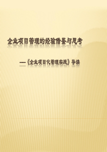 企业项目管理的经验借鉴与思考