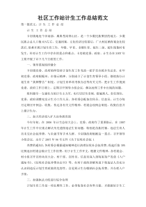 社区工作站计生工作总结范文