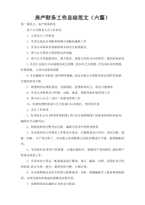 房产财务工作总结范文（六篇）
