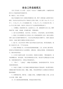 安全工作总结范文1