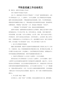 平阳县党建工作总结范文