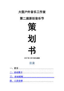 大型户外音乐节“音乐节”活动策划执行方案