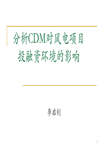 分析CDM对风电项目投融资环境的影响