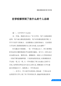 在学校都学到了些什么的个人总结