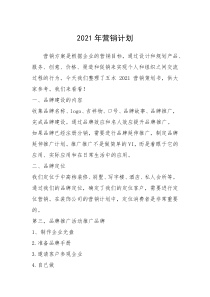 2021年2021年营销计划