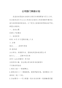 2021年公司部门网络计划