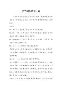 2021年员工团队培训计划