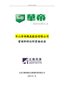 华帝项目任职资格标准(营销职种)