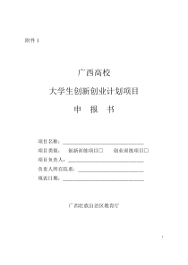 广西高校大学生创新创业计划项目申报书
