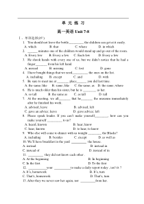 高一英语Unit7-8