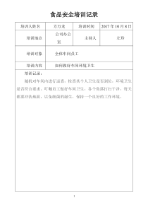 食品安全培训记录