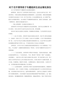 对于召开领导班子专题组织生活会情况报告