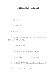2021年个人借款合同范文合集篇