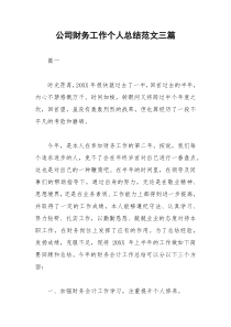2021年公司财务工作个人总结范文三篇