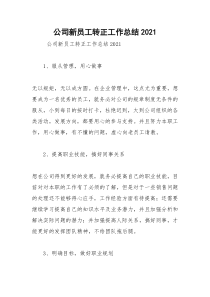 2021年公司新员工转正工作总结
