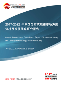 2017-2022年中国分布式能源市场深度分析及发展战略研究报告目录