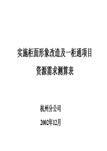 实施柜面形象改造及一柜通项目资源需求测算