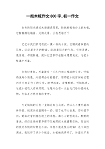2021年一把木梳作文字初一作文