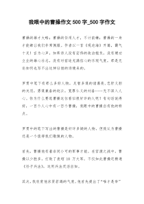 2021年我眼中的曹操作文