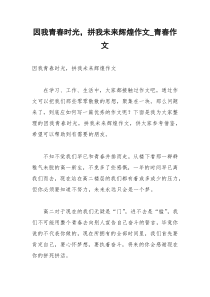2021年因我青春时光，拼我未来辉煌作文青春作文